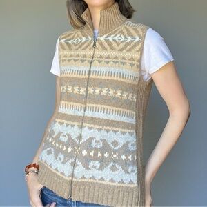 VTG Lauren Ralph Lauren Knit Zip Vest Nordic Revival Fair Isle Mountain Muse